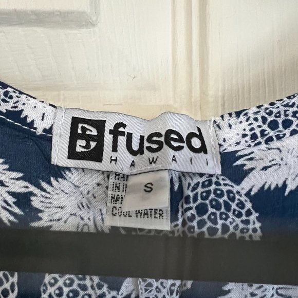 Navy Blue Pineapple Wrap Dress/Beach Coverup Fused Hawaii Honomu Style - Picture 5 of 7